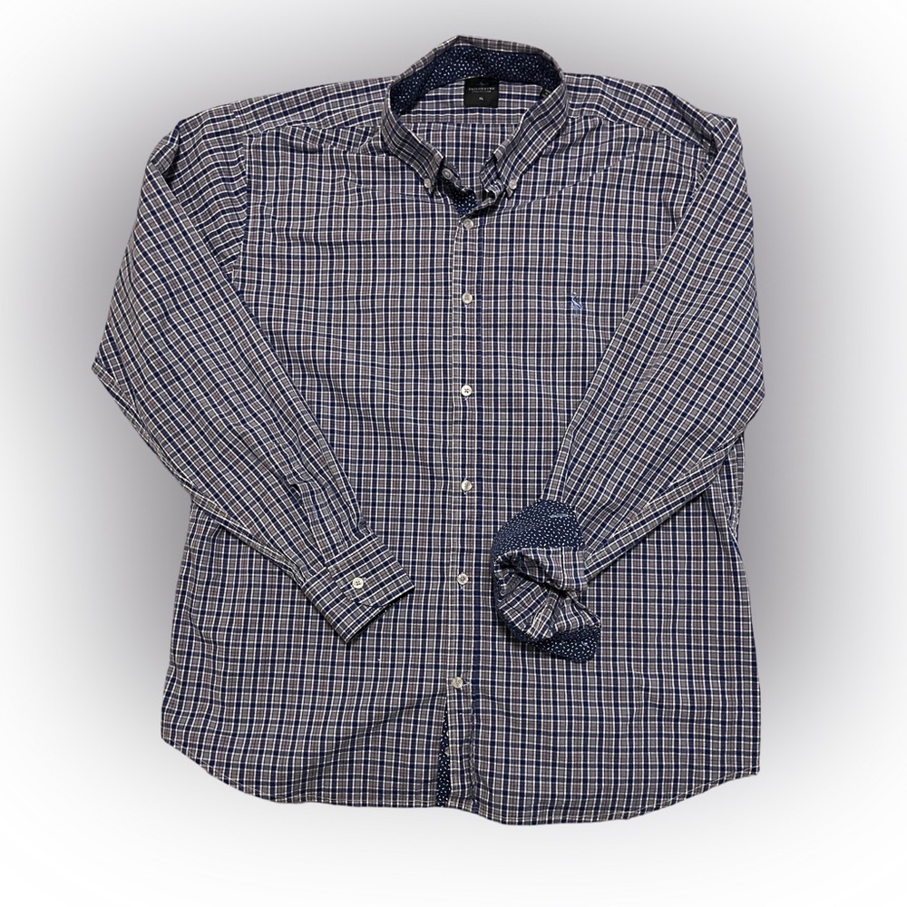 TailorByrd Collection Men's Blue Checkered Shirt Size XL Extra Large